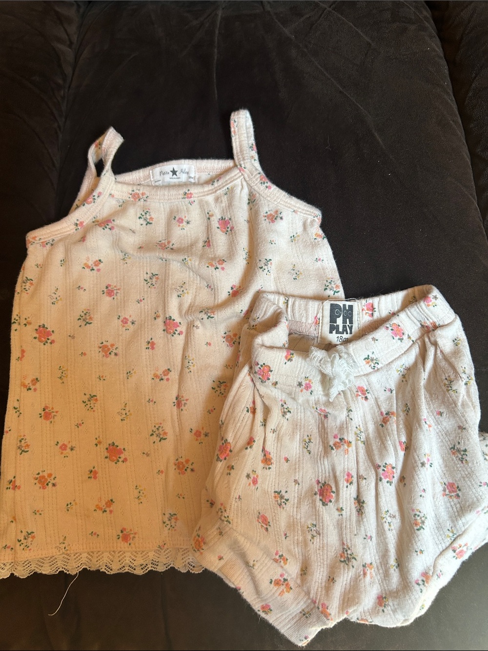 Petite Hailey 18m Cream Floral Tank Top & Shorts Set for Kids
